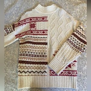 AE Cream and Red Crewneck Sweater
